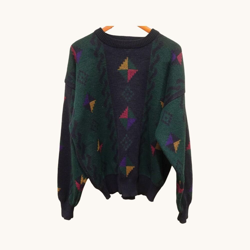 White Oak Sweater Mens 2X Vintage Abstract Cosby Coogie Style Hip 90s Grandpa